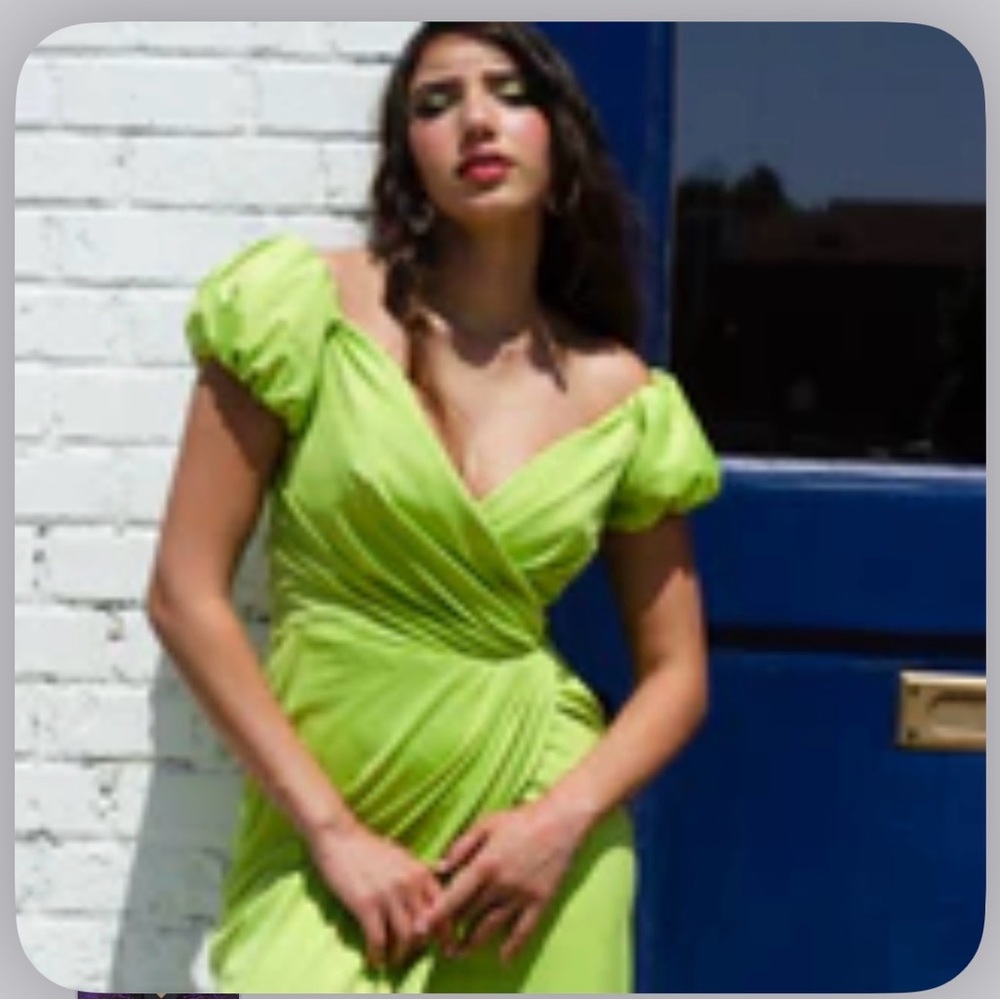 Laura byrnes pin-up girl clothing Michaela dress nwt XL chartreuse (rare)